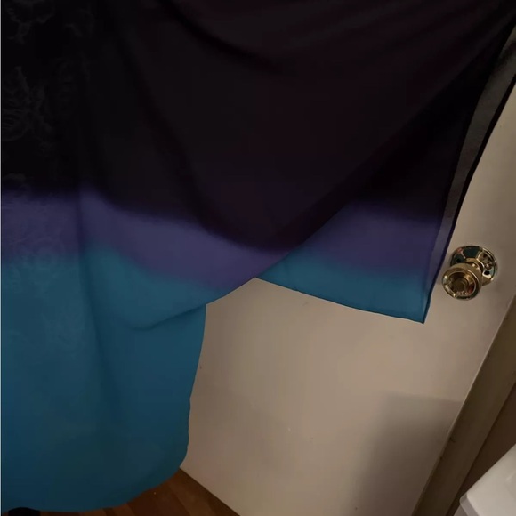 Midnight Velvet Sheer, Shawl Dress XL Blue, Purple Embroidered With Beads - Picture 4 of 6